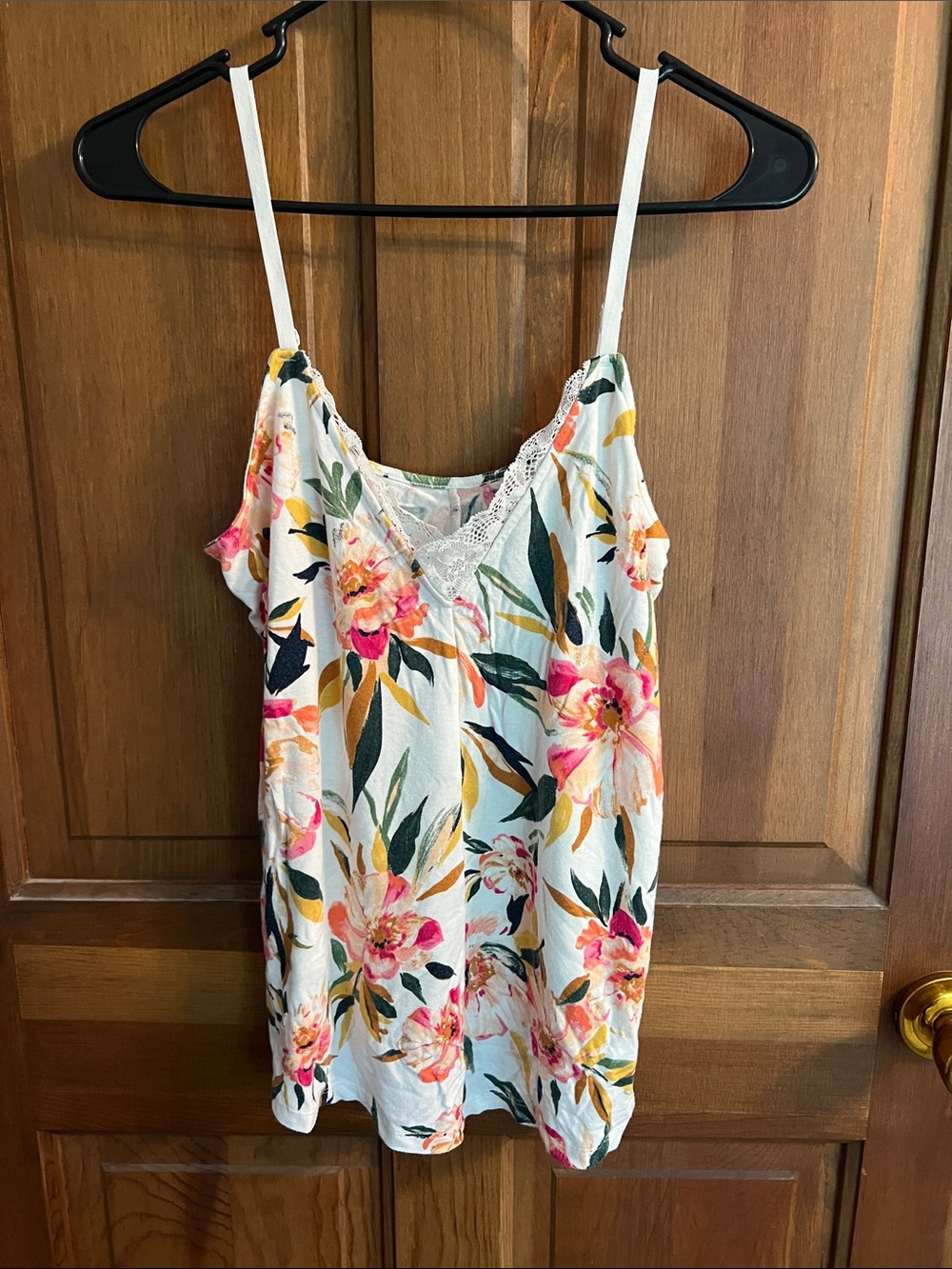 stars above Floral Lace-Trim Cami Tank Top in White, Pink, Green, Yellow